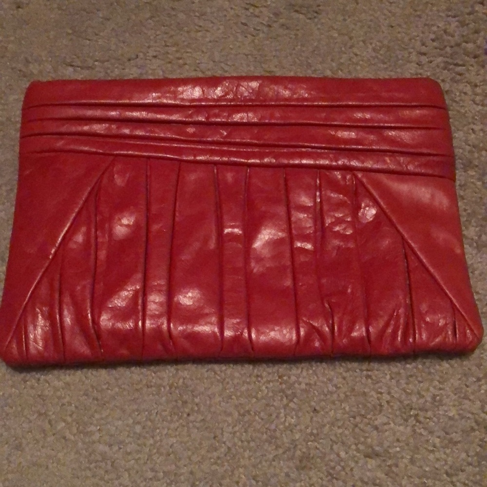 Liz Claiborne Red Leather Clutch - Picture 2 of 4